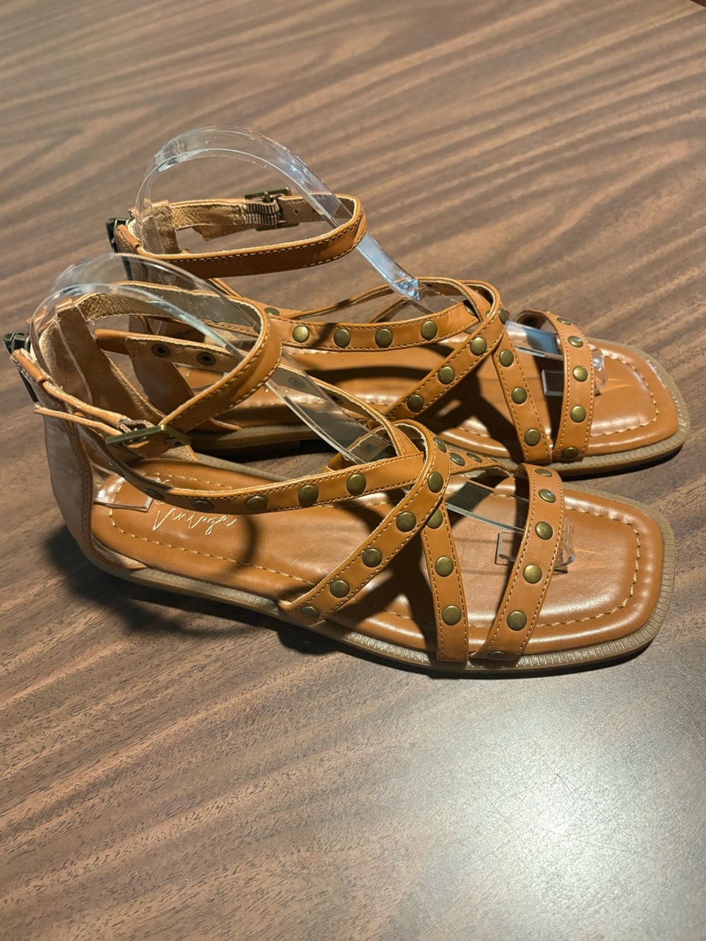 Square Toe Strappy Studded Gladiator Sandals